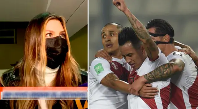 Alondra García Miró alentó a la selección peruana desde el Estadio Monumental. Alondra García Miró alentó a la selección peruana desde el Estadio Monumental.