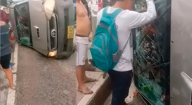 Camioneta genera un accidenta y da una volcadura