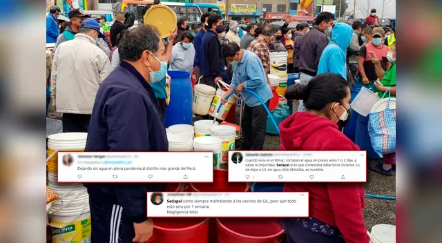 Usuarios critican a Sedapal por dejar sin agua por más de 7 días a vecinos en SJL. Foto: Difusión