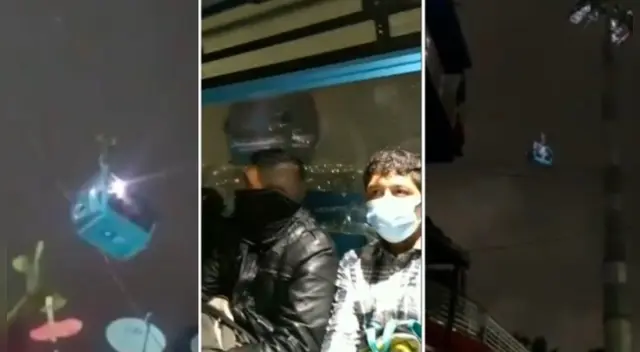 Los pasajeros se encontraban en pleno viaje dentro del teleférico al momento del fuerte sismo.