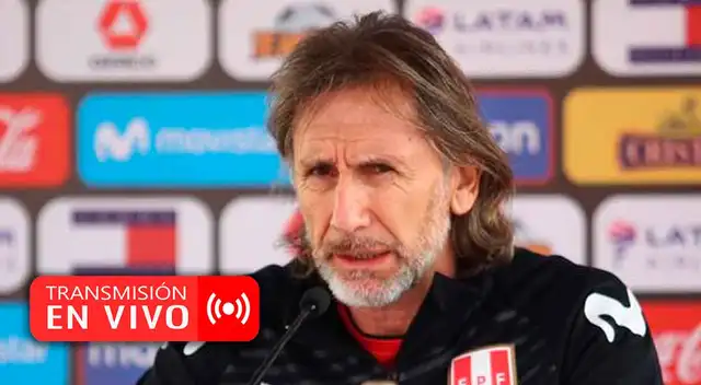 Ricardo Gareca brinda declaraciones tras la derrota de Perú frente a Brasil.