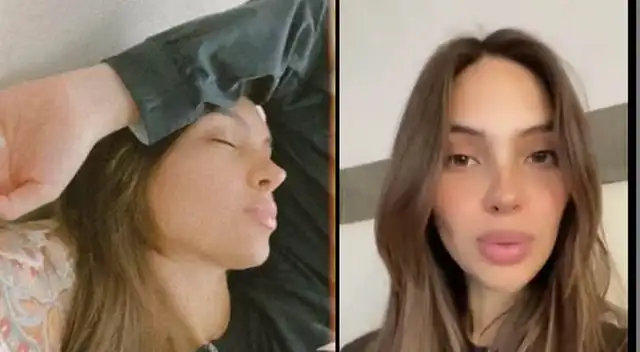 Natalie Vértiz cansada desde que nació su bebé Leo.