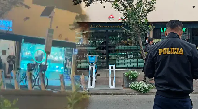 Roban joyería en Miraflores y delincuentes huyen en motos lineales.