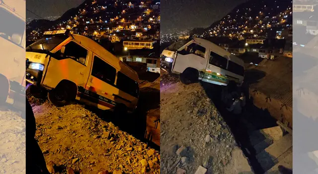 Combi se despista y queda atrapado sobre vivienda en Independencia. Combi se despista y queda atrapado sobre vivienda en Independencia.