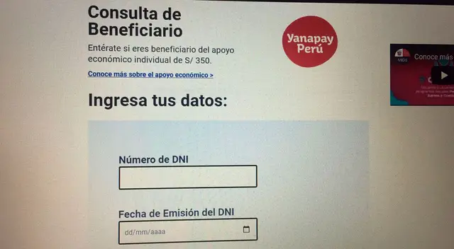 Más de 13.5 millones de personas serán beneficiarias del Bono Yanapay, el cual será entregado desde este lunes 13 de septiembre.