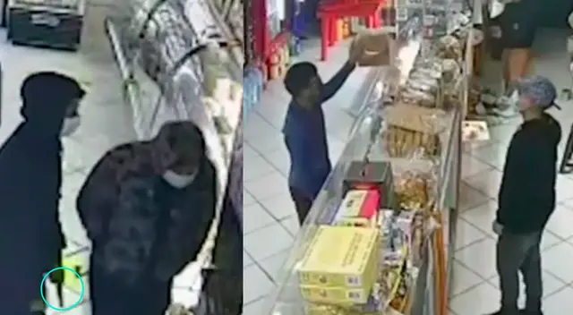 Delincuentes son captados robando y atendiendo en una panadería de SJM.