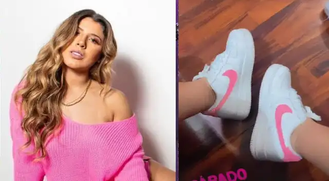 Yahaira Plasencia feliz con sus zapatillas Nike.