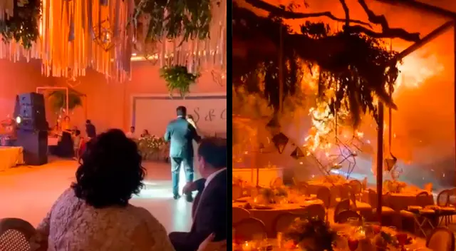 El incendio dejó pérdidas materiales debido a que la estructura de las luces se cayó, derribando mesas y sillas. El incendio dejó pérdidas materiales debido a que la estructura de las luces se cayó, derribando mesas y sillas.