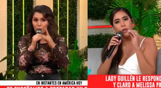 Lady Guillén y Melissa Paredes discuten en vivo en América hoy. Lady Guillén y Melissa Paredes discuten en vivo en América hoy.