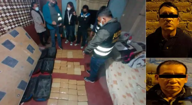 La PNP en plena intervención y los dos  detenidos en Comas