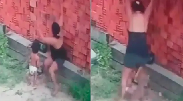 La mujer se colocó como un escudo humano entre el niño y la pared que caía. La mujer se colocó como un escudo humano entre el niño y la pared que caía.