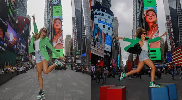 Cantante logra su primer Billboard en Times Square