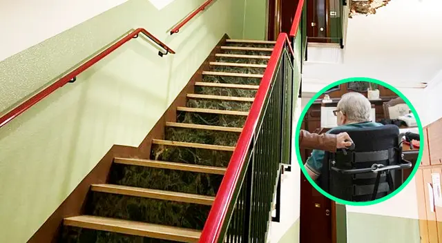 El adulto mayor no puede convencer a un habitante del edificio para que instalen un ascensor, para salir de su casa. El adulto mayor no puede convencer a un habitante del edificio para que instalen un ascensor, para salir de su casa.