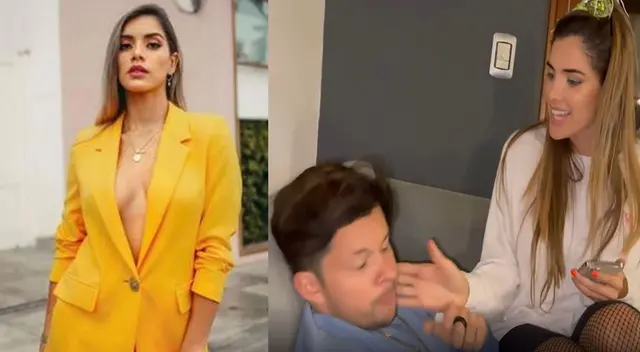 Korina Rivadeneira le tira una cachetada a Mario Hart durante un video.