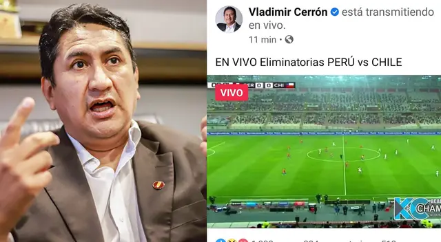 Vladimir Cerrón transmitió EN VIVO de Perú vs Chile Vladimir Cerrón transmitió EN VIVO de Perú vs Chile
