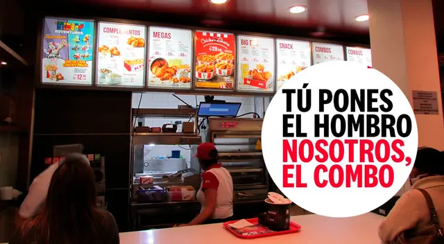 “Tú pones el hombro, nosotros el combo”, es la frase que utilizó Kentucky Fried Chicken (KFC) para promocionarse.