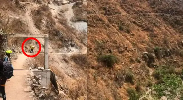 hombre cruza el Cañón de Autisha para vender helados