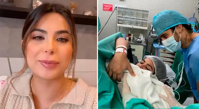 Ivana Yturbe feliz por tener a su bebé en sus brazos.