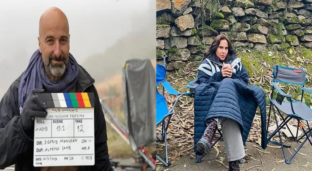 Kate del Castillo mientras grababa escenas con Antonio Gil, son sorprendidos por repentina lluvia en Machu Picchu.