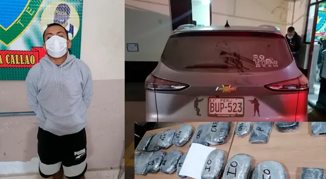 El detenido, el vehículo y la droga que transportaba El detenido, el vehículo y la droga que transportaba