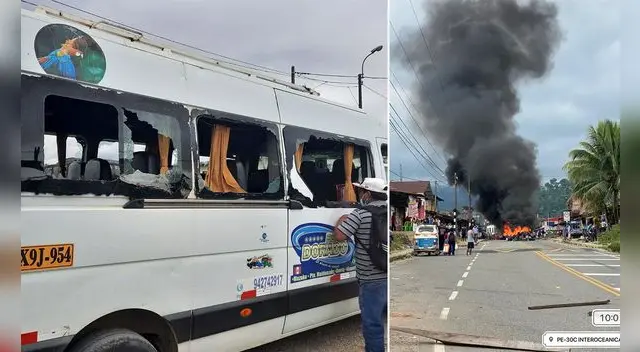 Apedrean vehículos y queman equipaje en Puno