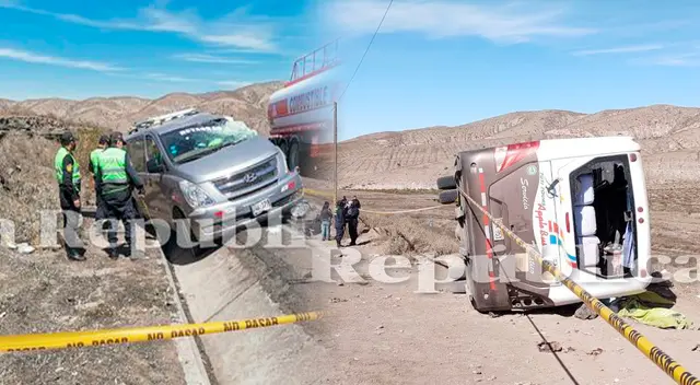 Bus chocó contra una miniván y un auto en plena carretera Bus chocó contra una miniván y un auto en plena carretera