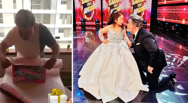 Andrés Hurtado demuestra su habilidad para envolver regalos. Andrés Hurtado demuestra su habilidad para envolver regalos.