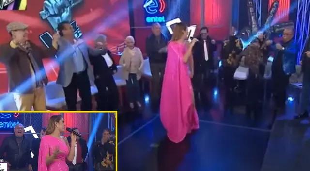 Karen Schwarz estuvo acompañado de un grupo de los exconcursante de La Voz Senior. Karen Schwarz estuvo acompañado de un grupo de los exconcursante de La Voz Senior.