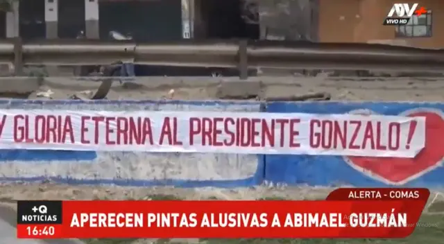 Comas: aparecen pintas alusivas al fallecido genocida Abimael Guzmán [VIDEO]
