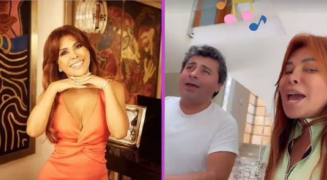 Magaly Medina y Alfredo Zambrano practican su canto juntos. Magaly Medina y Alfredo Zambrano practican su canto juntos.