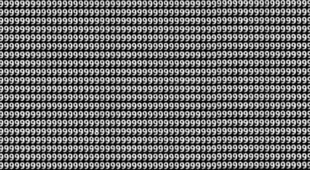 Adivina dónde se encuentra el número 8 dentro de esta marea de números nueve. Pon a prueba tu visión. Adivina dónde se encuentra el número 8 dentro de esta marea de números nueve. Pon a prueba tu visión.