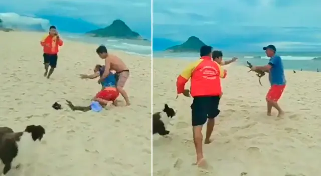 El hombre utilizó al caimán como arma de defensa.