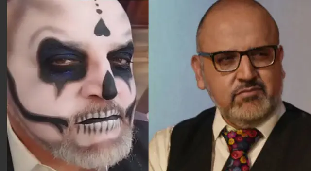 Beto Ortiz sorprende disfrazado de calavera. Beto Ortiz sorprende disfrazado de calavera.