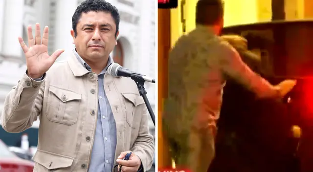 Guillermo Bermejo se subió a la camioneta de su abogado Ronald Atencio, a fin de retirarse rápidamente del lugar.