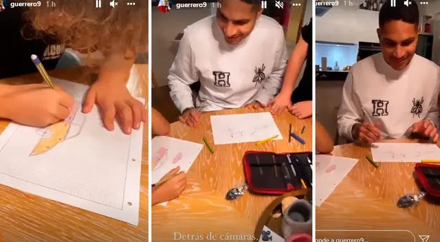 Paolo Guerrero se mostró muy divertido con su hijo al realizar unos trabajos de arte.