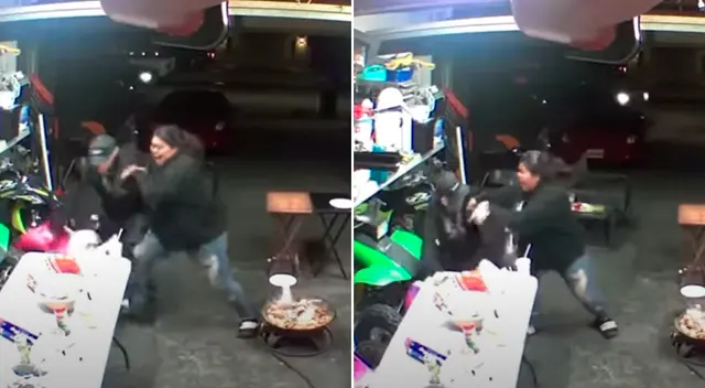 Su esposo y su hijo llegaron en minutos y derribaron al hombre al piso. Su esposo y su hijo llegaron en minutos y derribaron al hombre al piso.