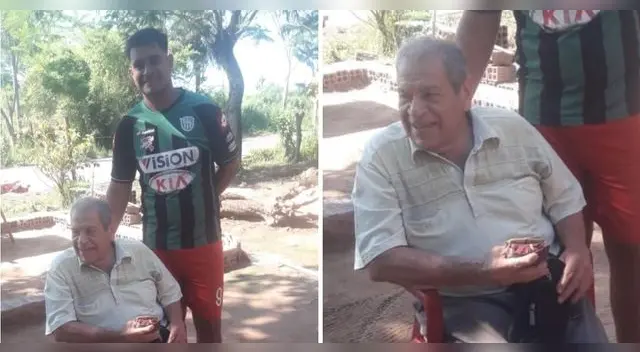 Conmovedor. El adulto mayor no dudo en agradecer el gesto que tuvó el joven quien lo buscó hasta encontrarlo.