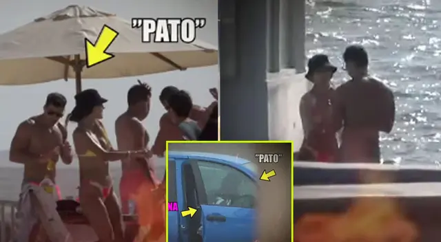 Luciana Fuster y Patricio Parodi son ampayados juntos en la playa.