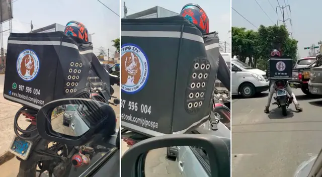 Motorizado traslada a mascota estresada por el calor y no le importa que ésta grite.