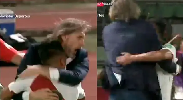 Christian Cueva al abrazar a Ricardo Gareca