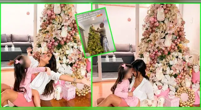 Melissa Paredes muestra su arbolito de navidad.