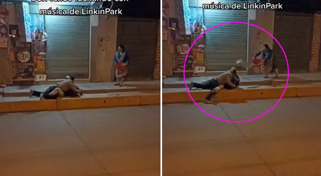 Los sujetos continuaron su batalla pese a estar mojados.