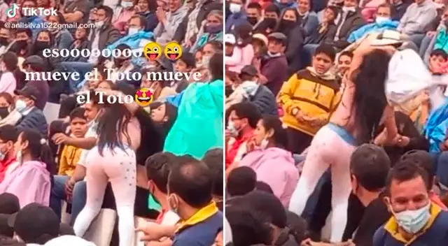 La joven sorprendió con sus pasos de baile. La joven sorprendió con sus pasos de baile.