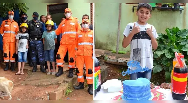Un grupo de bomberos se juntó para celebrar la fiesta de un menor quien no tenía dinero. Un grupo de bomberos se juntó para celebrar la fiesta de un menor quien no tenía dinero.