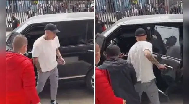 Paolo Guerrero llegó en su camioneta al Estadio Nacional. Foto: captura Renato Landivar Cano