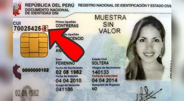 Código verificador en DNI electrónico. Foto: difusión