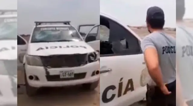 Hallan patrullero abandonado y completamente destruido en caserío La Colorada de Mórrope.