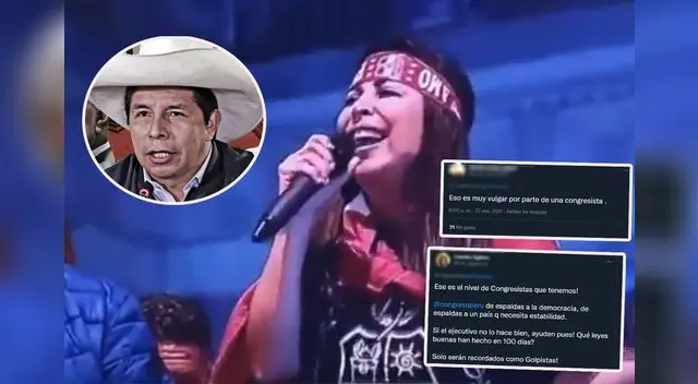 Usuarios critican a Patricia Chirinos por lanzar grosería contra Pedro Castillo Usuarios critican a Patricia Chirinos por lanzar grosería contra Pedro Castillo