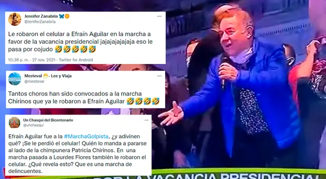 Efraín Aguilar pidió el micrófono para que le devuelvan el celular. Efraín Aguilar pidió el micrófono para que le devuelvan el celular.