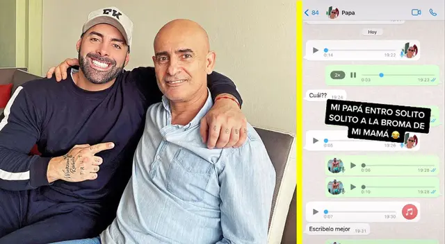 Sebastián Lizarzaburu le hace broma a su papá para TikTok.